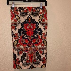 J.Crew linen pencil skirt stunning pattern 0 XS